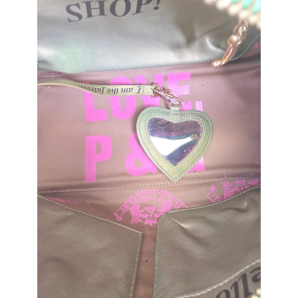 Rare Juicy Couture Vintage Velour Bowler Lime Green Sequin Juicy Angel Y2K bag - Picture 7 of 11